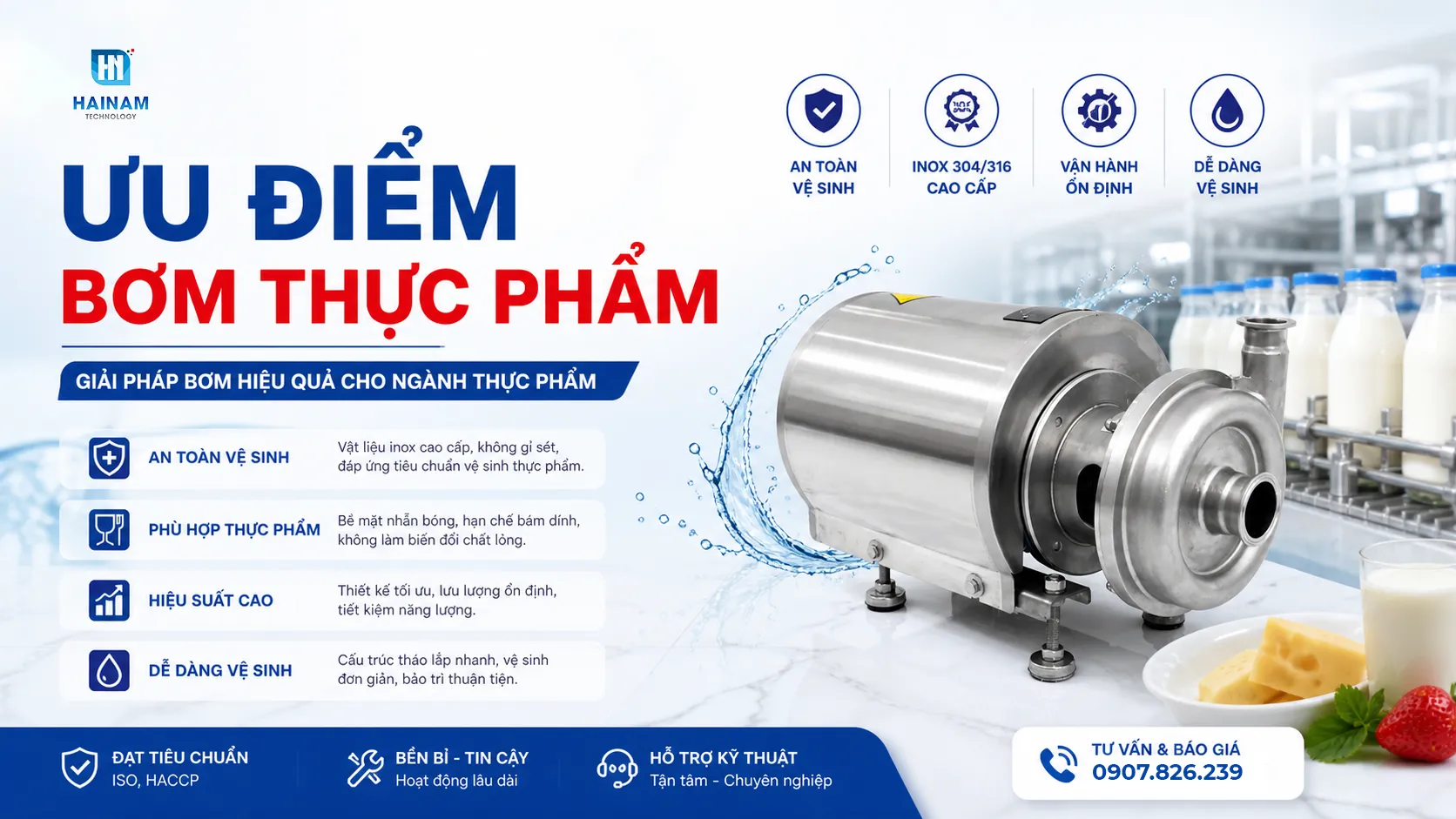 ưu điểm nổi bật máy bơm thực phẩm