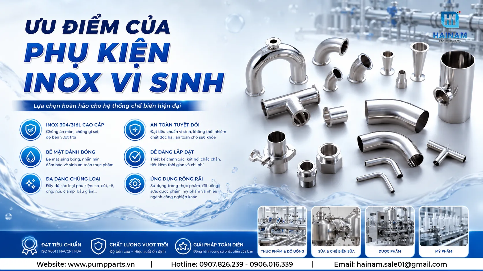 ưu điểm nổi bật phụ kiện inox vi sinh