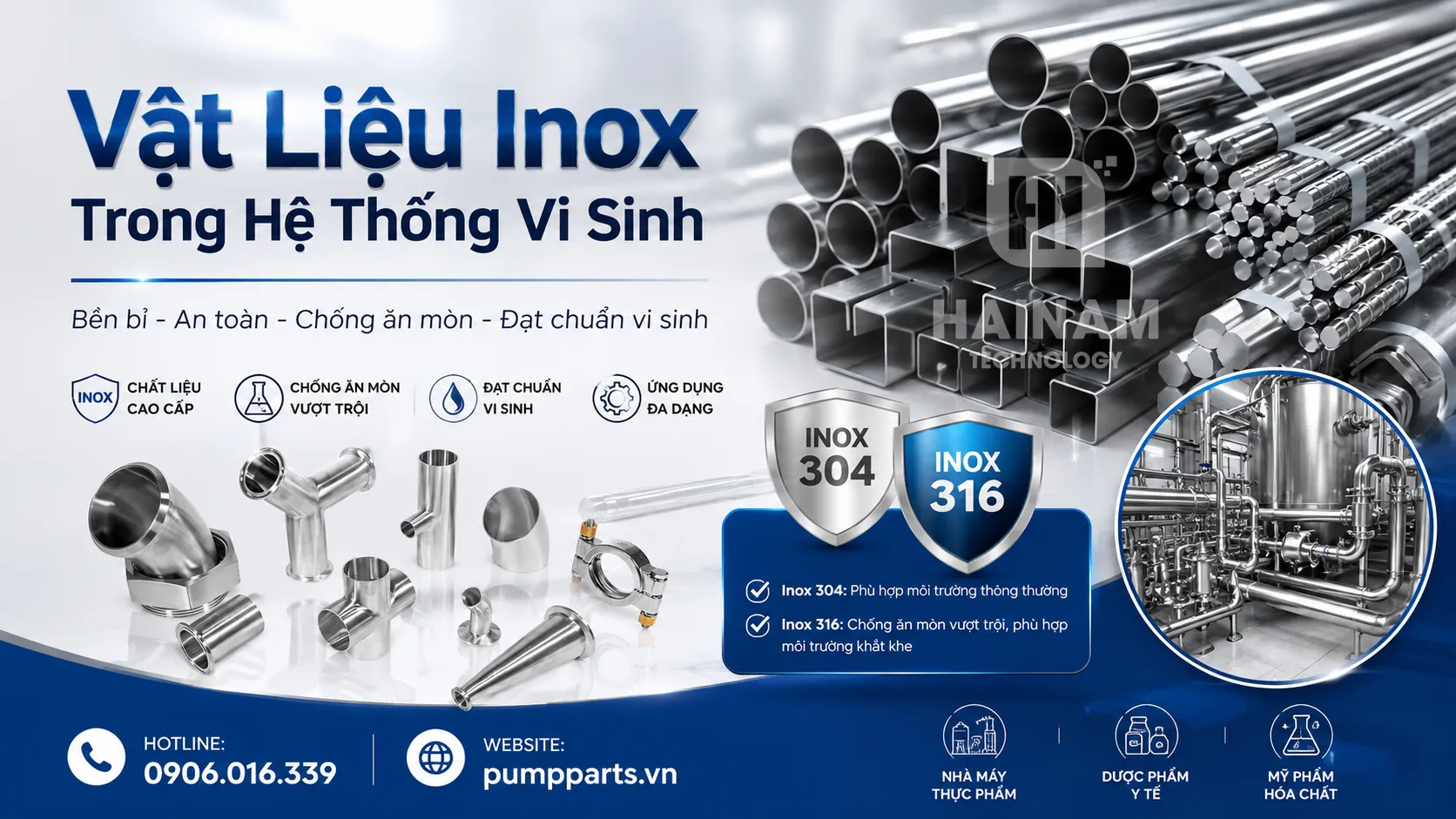vật liệu inox trong hệ thống vi sinh