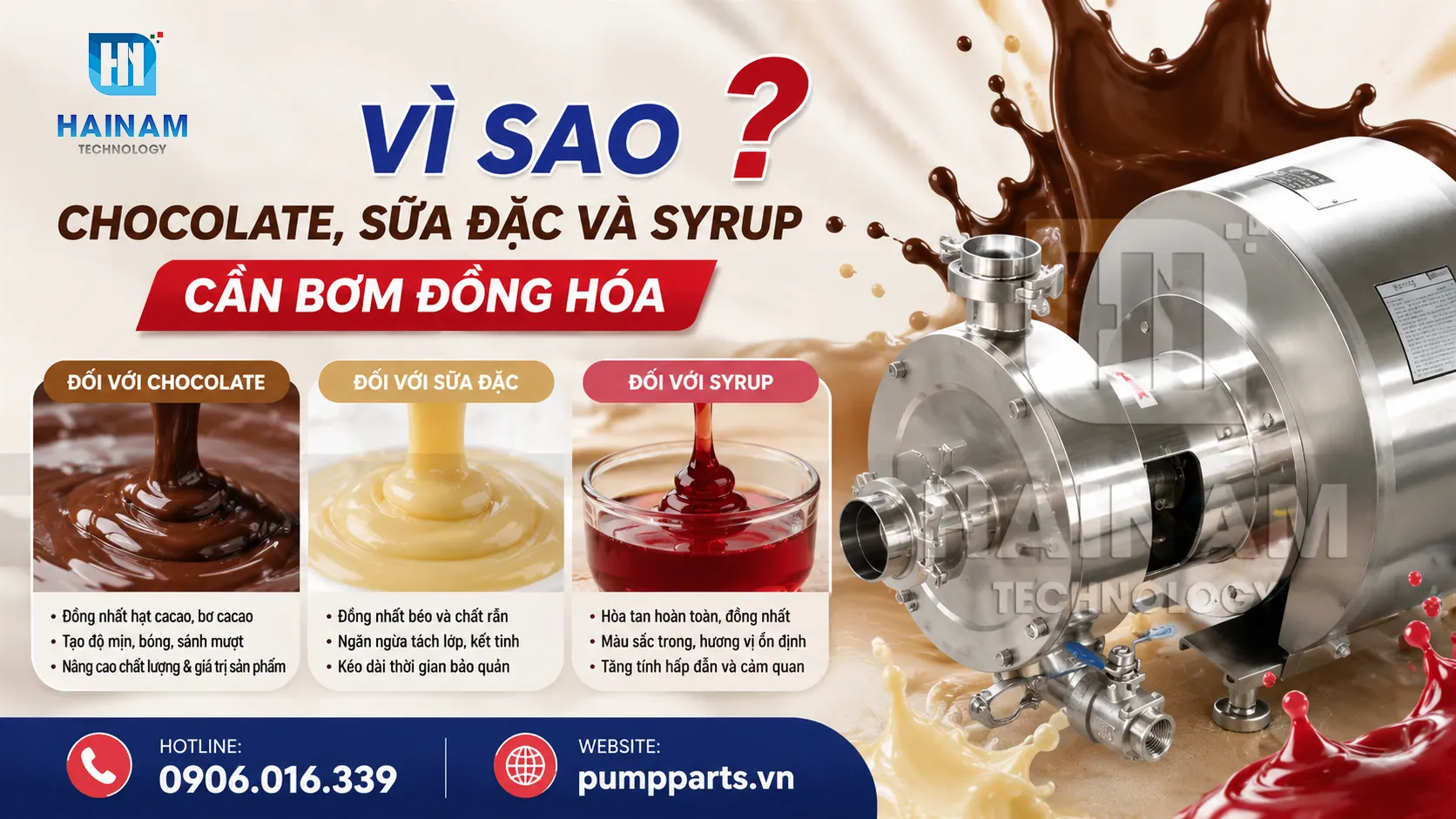 vì sao chocolate sữa đặc syrup cần bơm đồng hóa