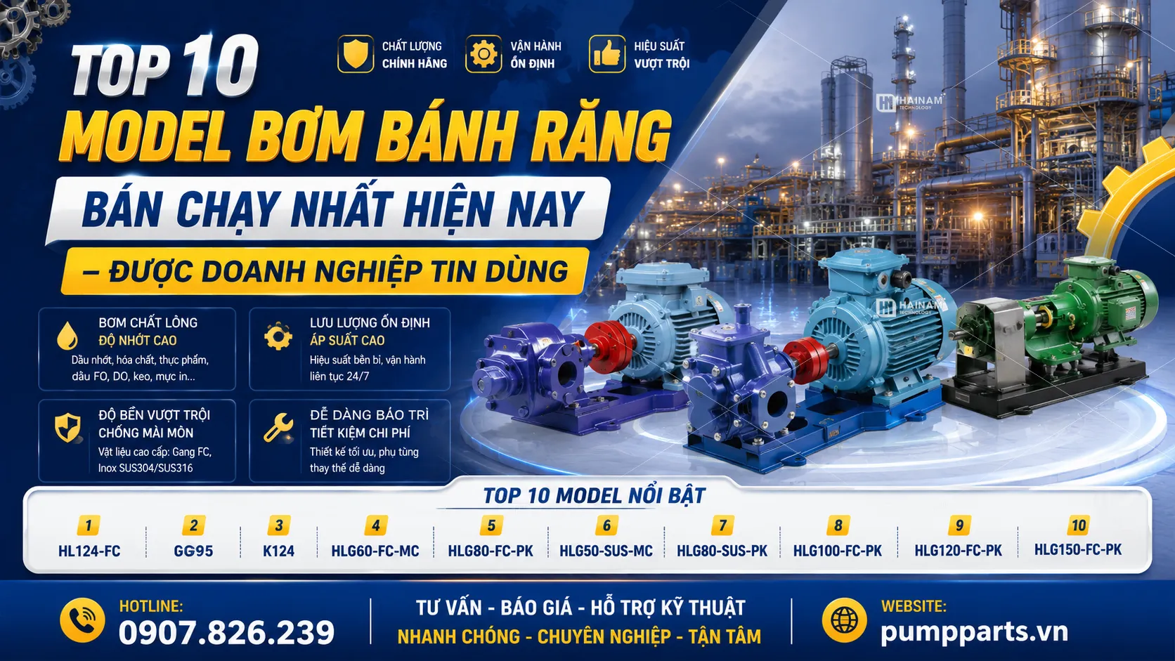 bơm bánh răng được doanh nghiệp tin dùng