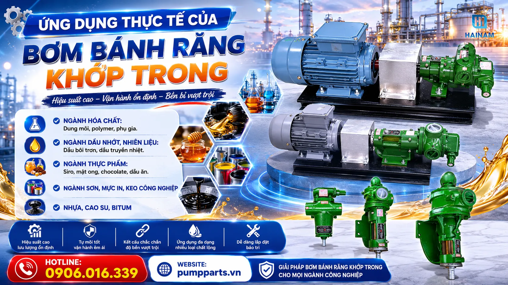 bơm bánh răng khớp trong vận hành ổn định