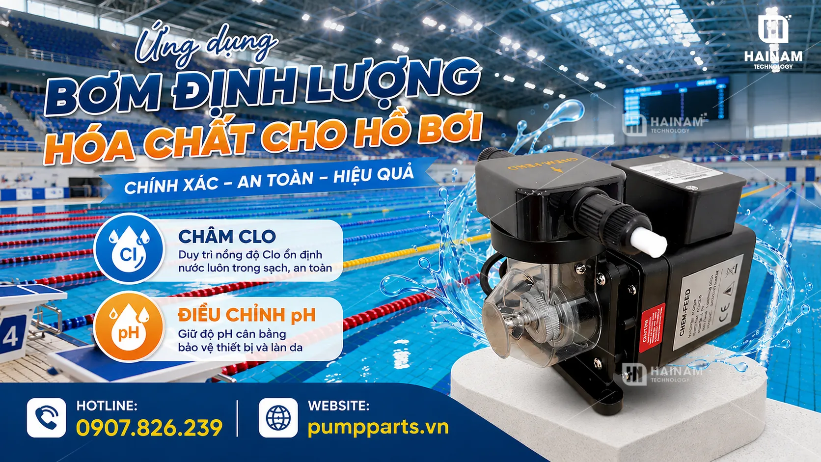 bơm định lượng blue white trong hồ bơi