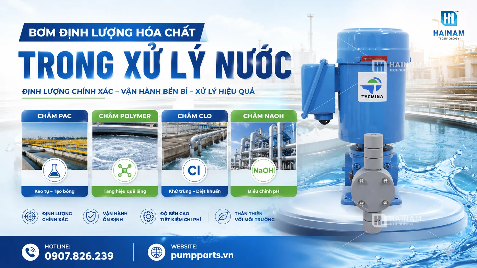 bơm định lượng tacmina xử lý nước