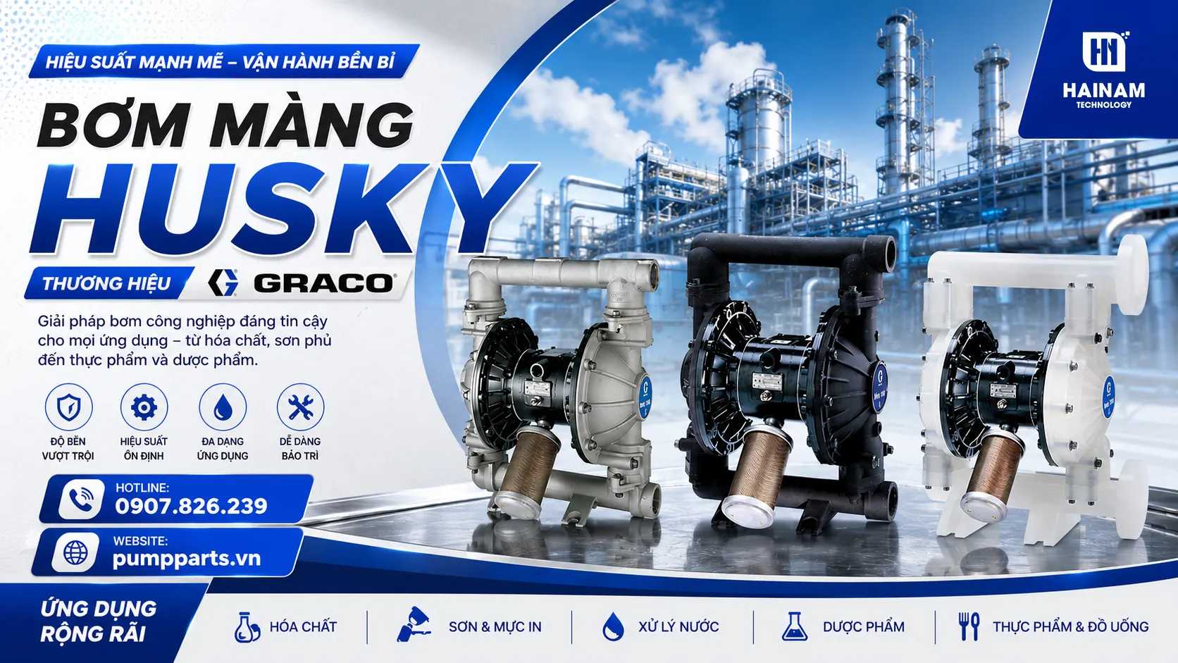 bơm màng husky chính hãng graco