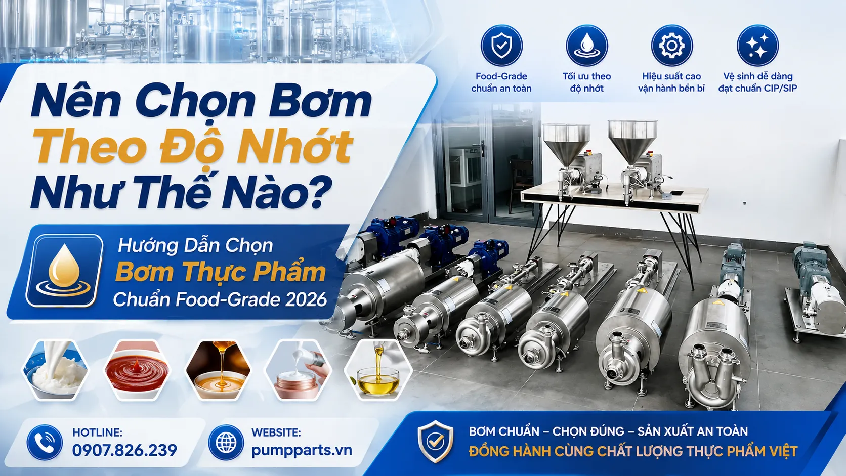 chọn bơm thực phẩm theo độ nhớt