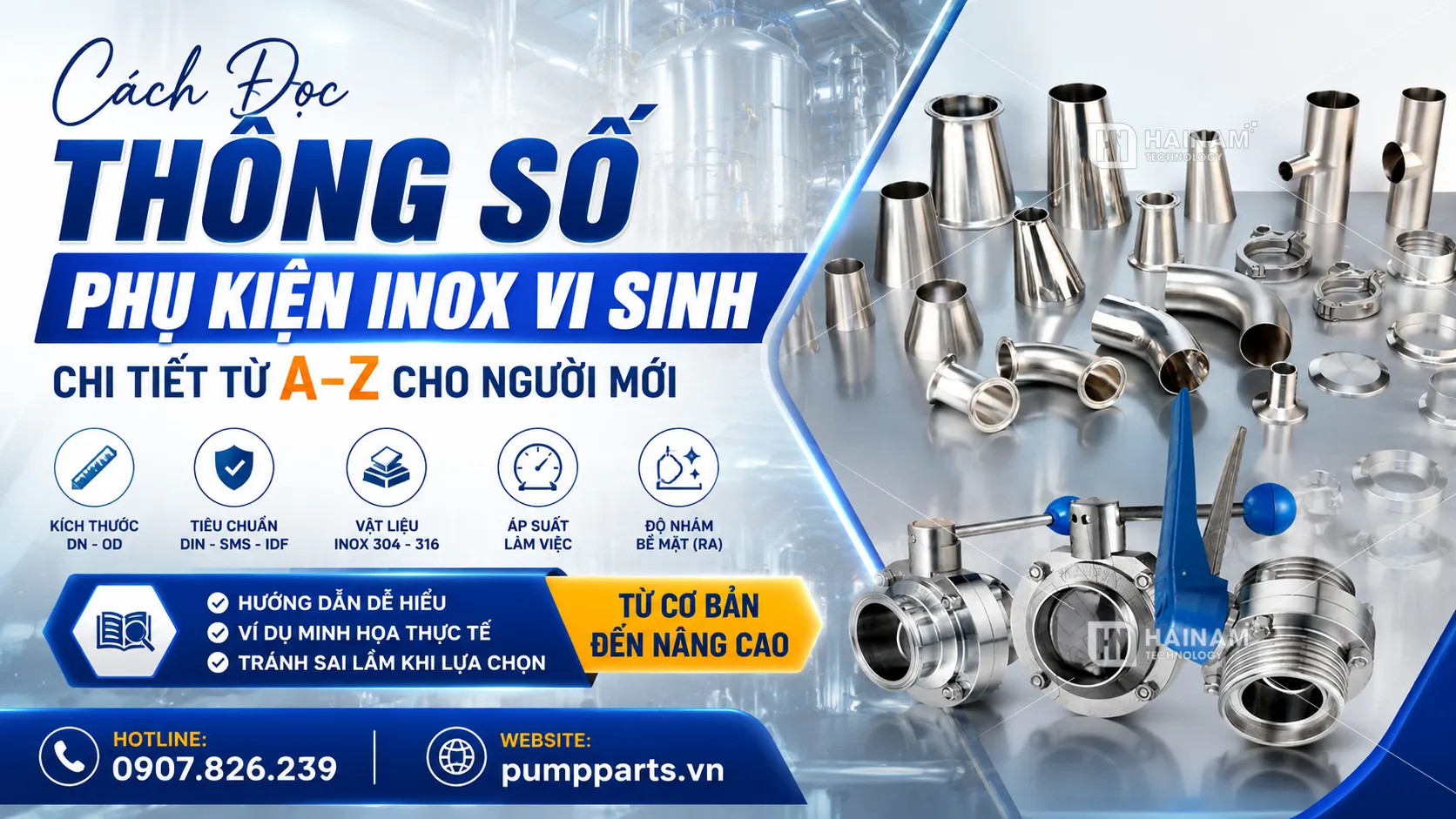 đọc thông số phụ kiện inox vi sinh chi tiết