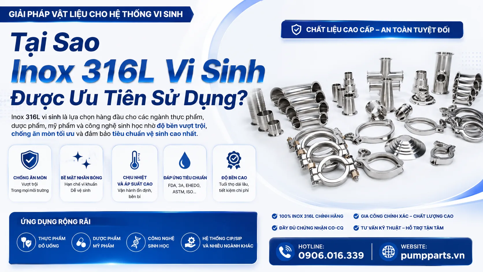 inox 316l vi sinh chịu nhiệt cao