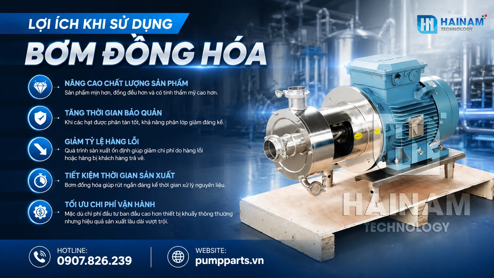 lợi ích khi sử dụng bơm đồng hóa