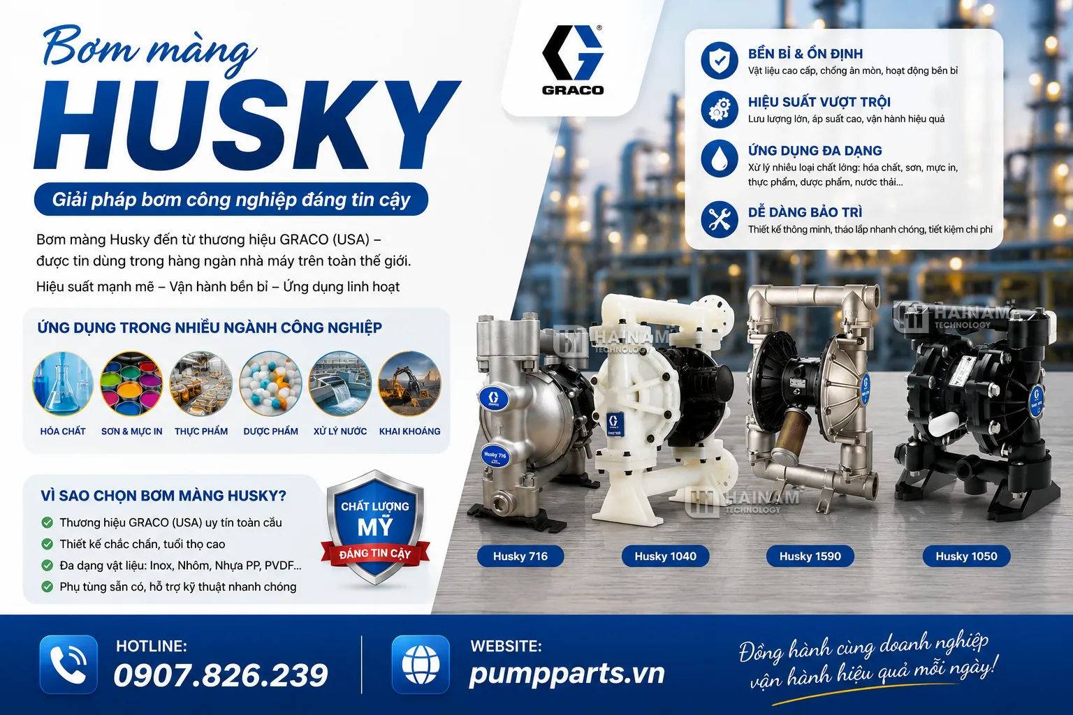máy bơm màng husky graco chính hãng