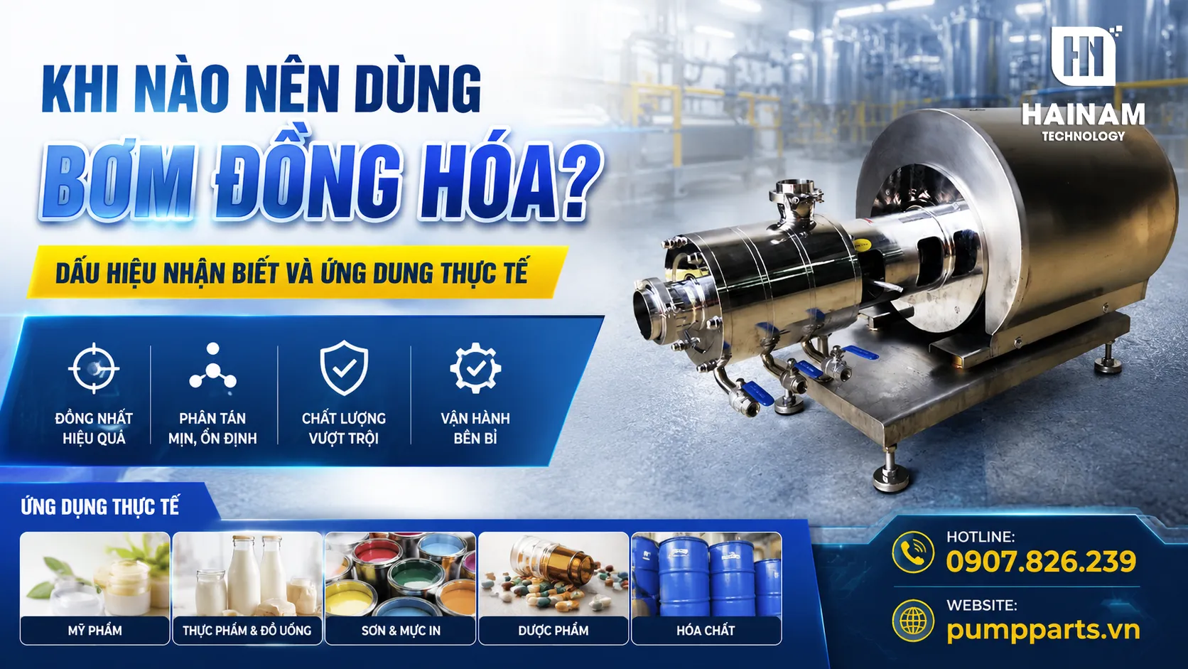 ứng dụng bơm đồng hóa