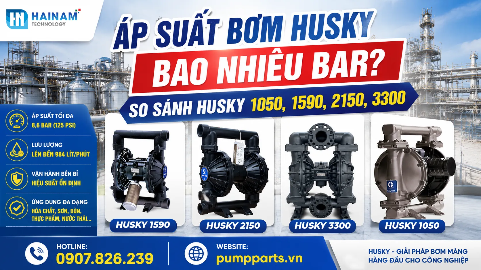 áp suất tối đa bơm husky là bao nhiêu