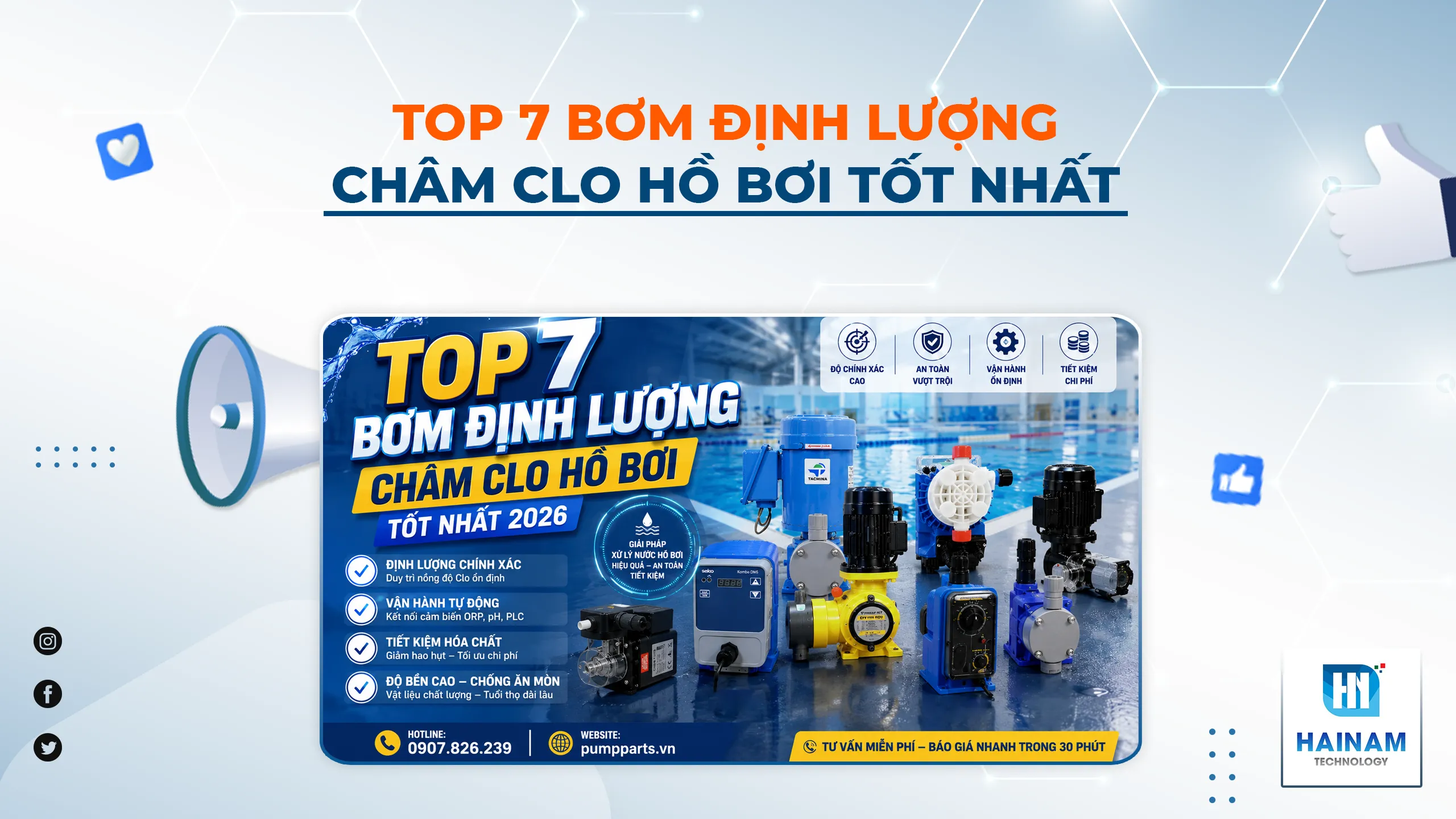 Top 7 Bơm Định Lượng Châm Clo Hồ Bơi Tốt Nhất 2026