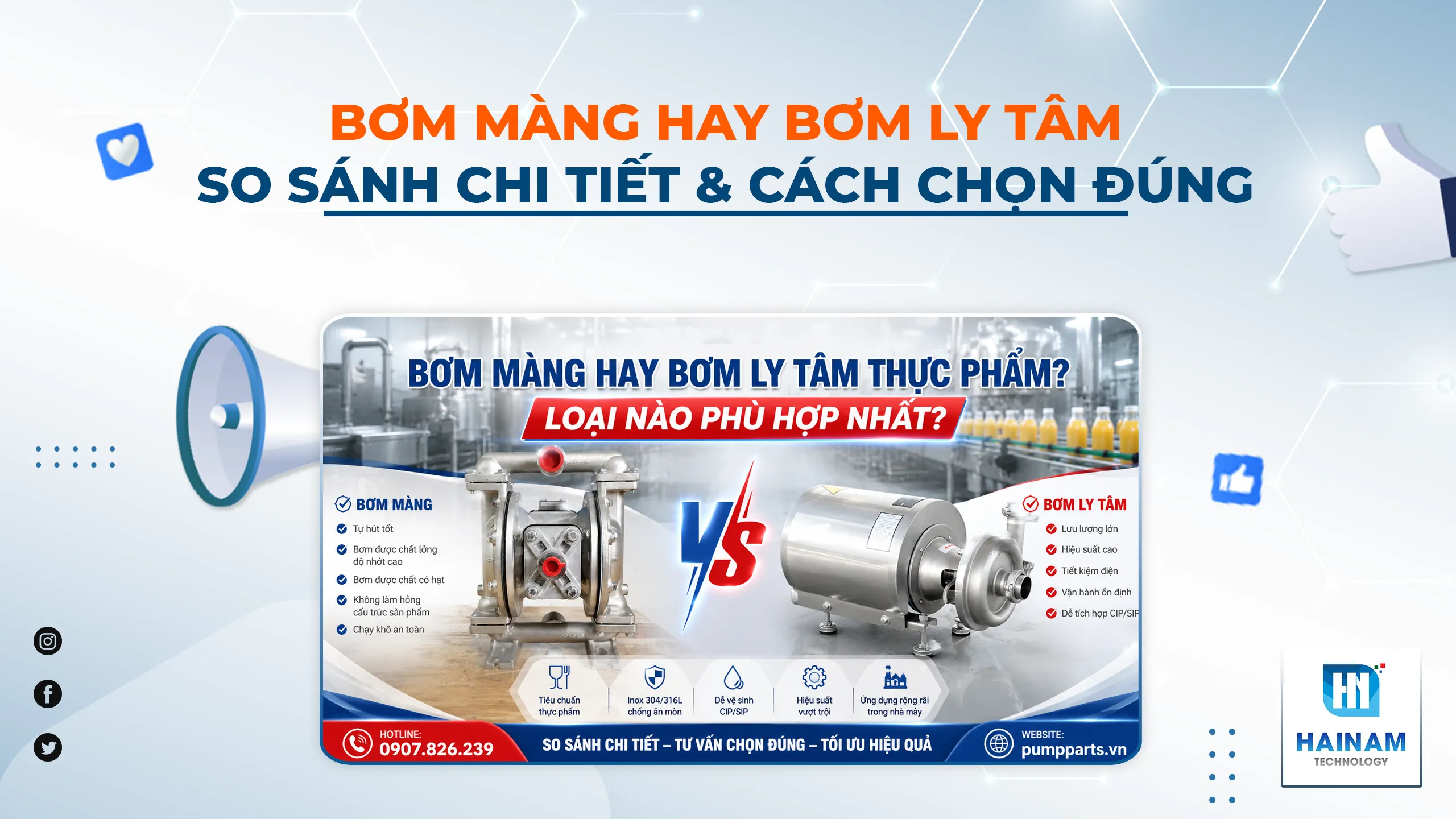 Bơm Màng Hay Bơm Ly Tâm Thực Phẩm? Loại Nào Phù Hợp Nhất?