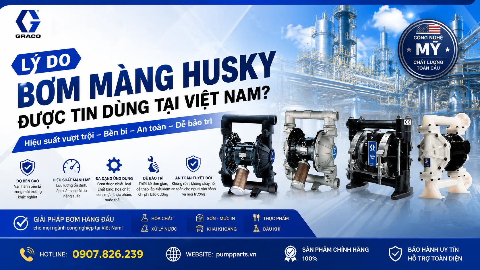 bơm màng husky độ bền vượt trội