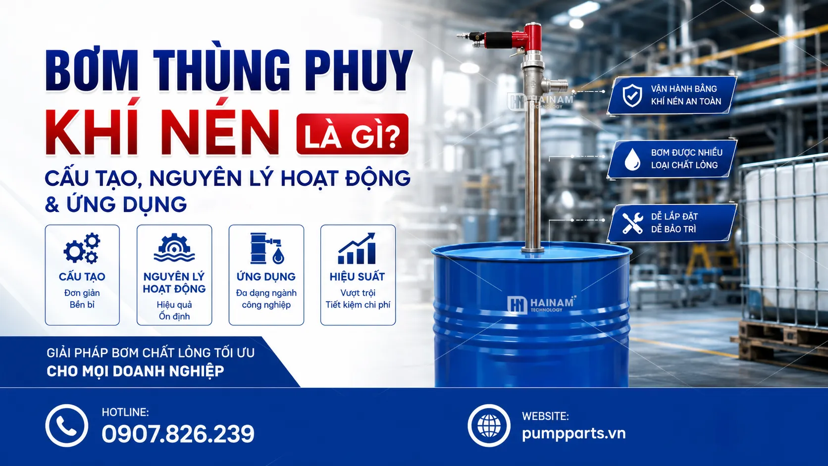 bơm thùng phuy khí nén là gì