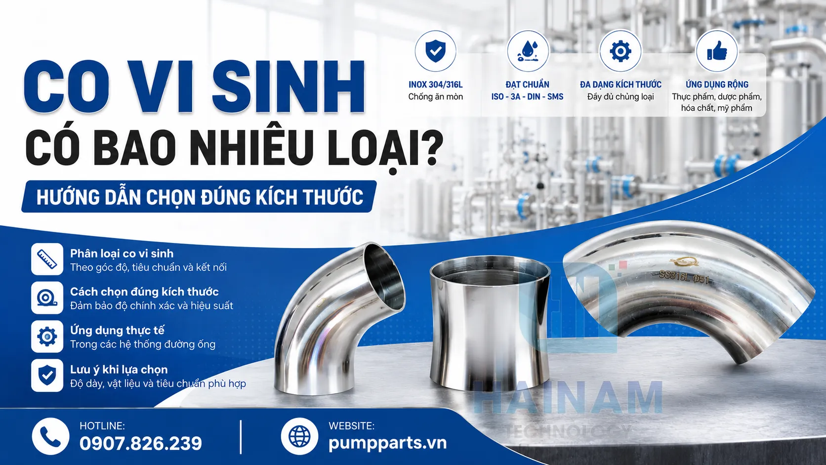 các loại co inox vi sinh