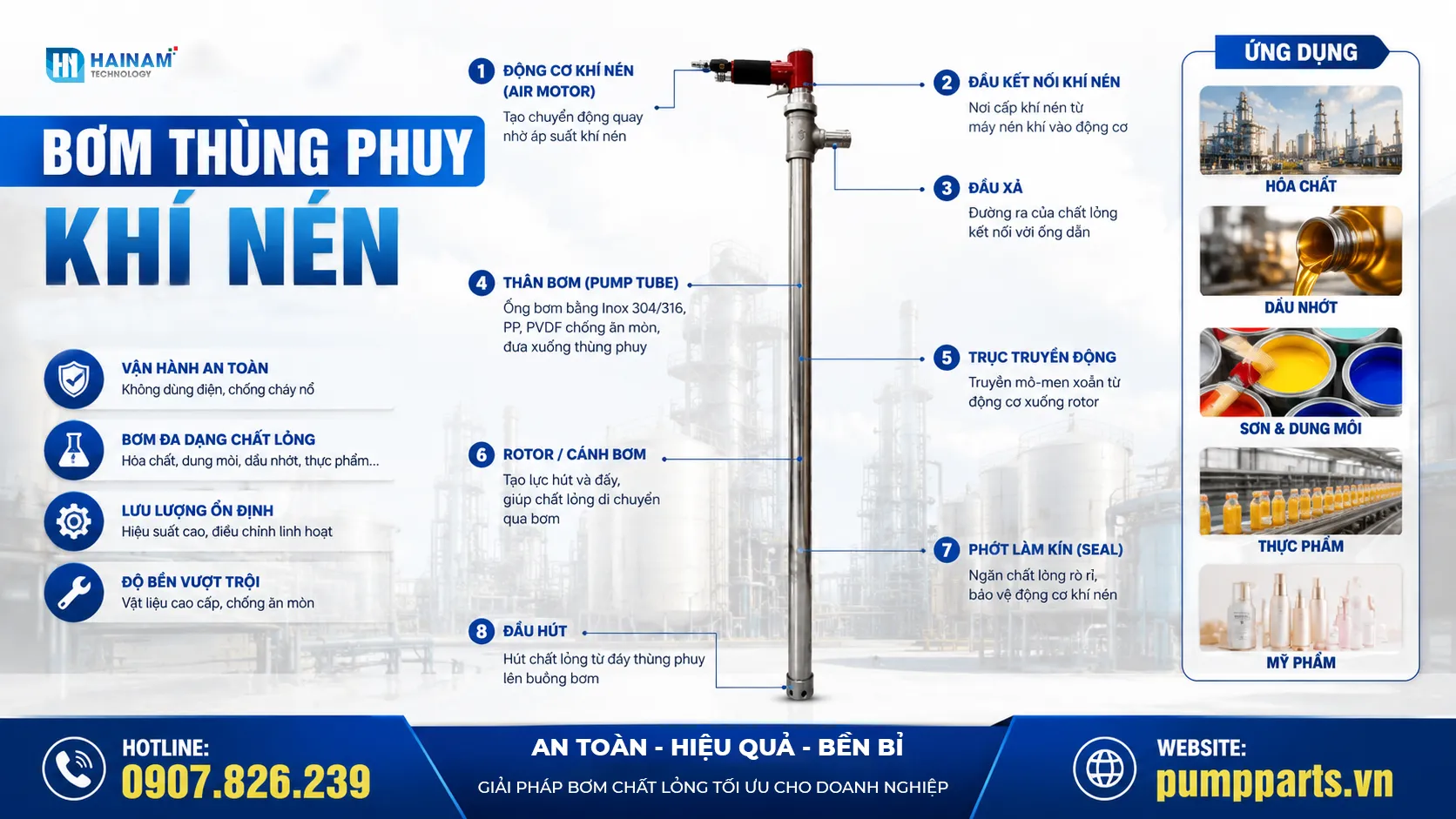 tổng thể bơm thùng phuy khí nén
