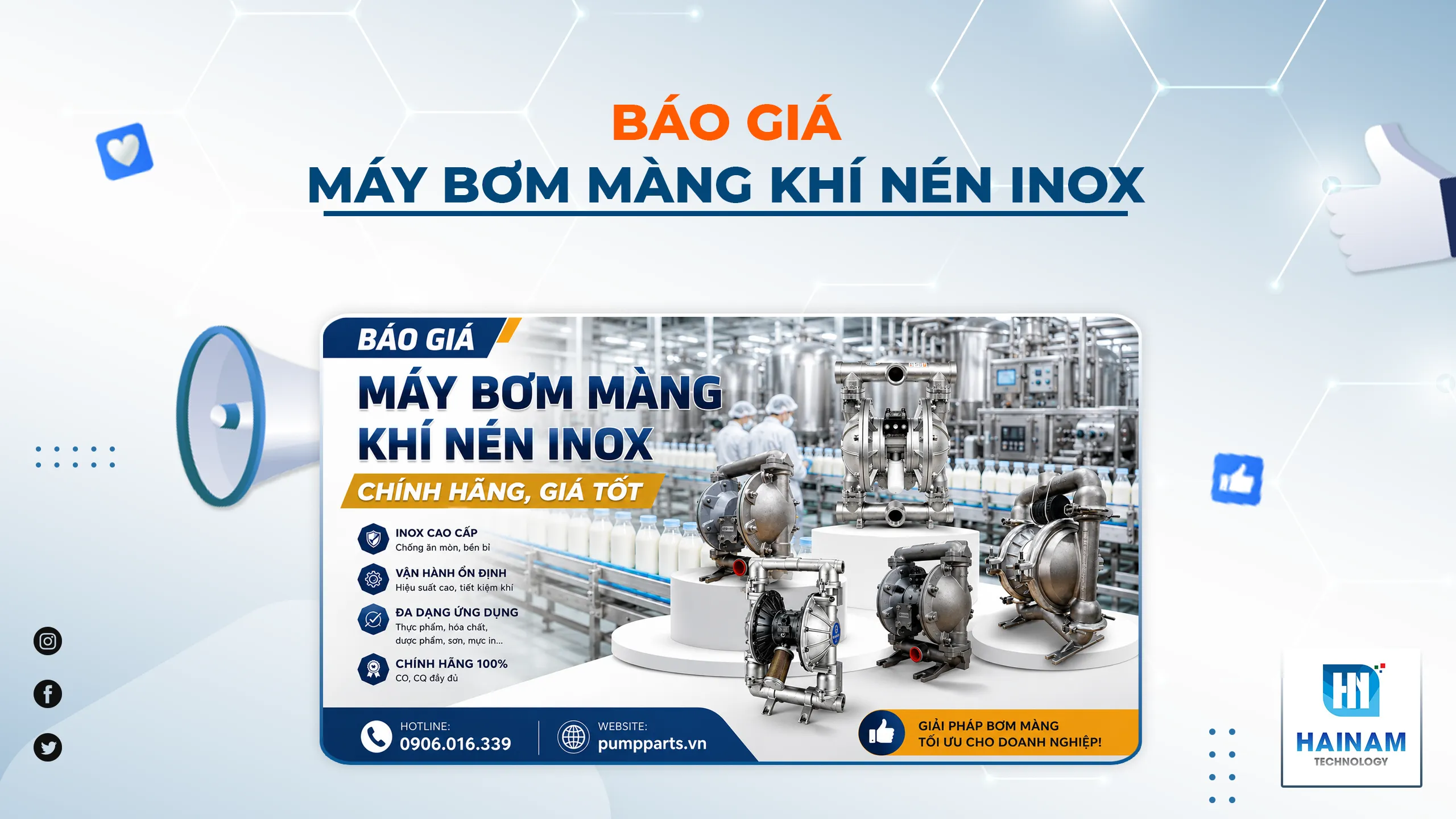Báo Giá Máy Bơm Màng Khí Nén Inox Chính Hãng, Giá Tốt