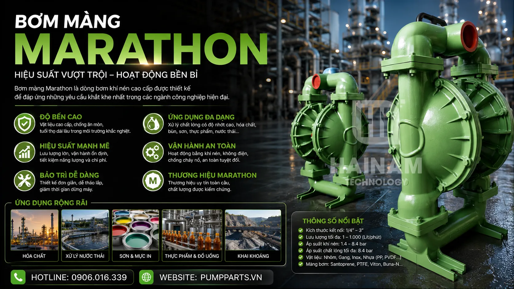 bơm màng marathon chính hãng chất lượng cao