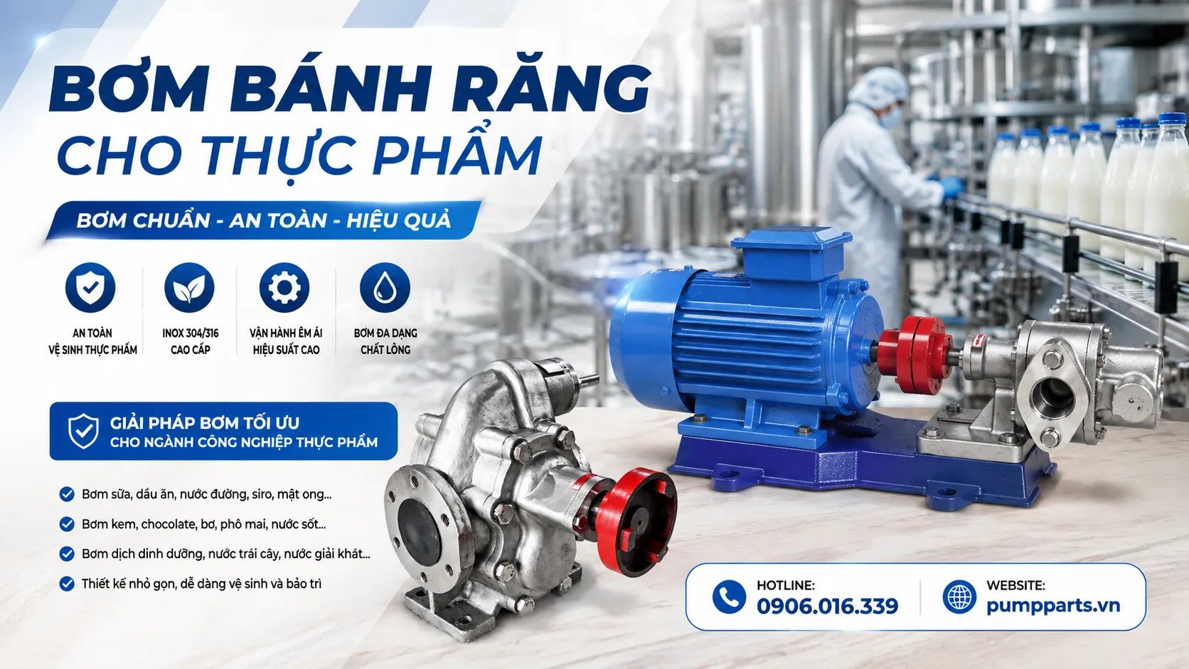 máy bơm bánh răng cho thực phẩm chất lượng cao