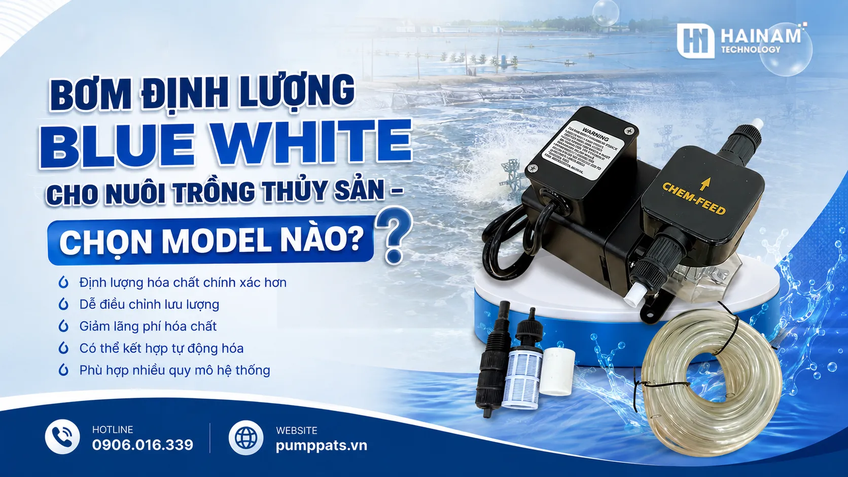 model bơm định lượng blue white nuôi trồng thủy sản