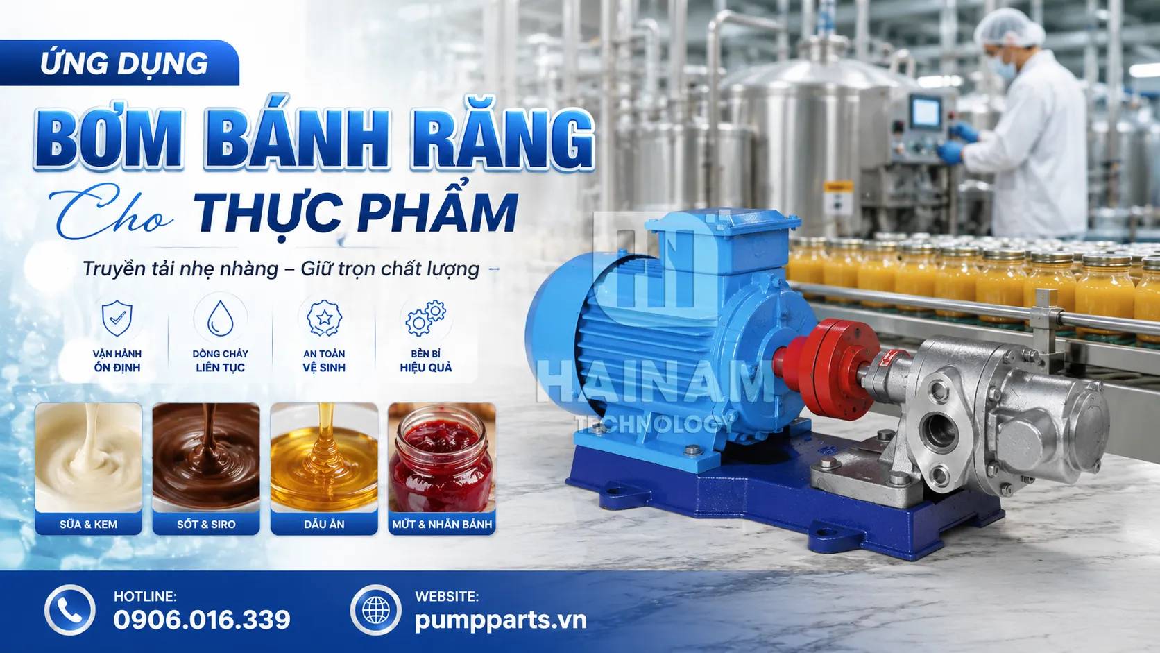 ứng dụng máy bơm bánh răng thực phẩm