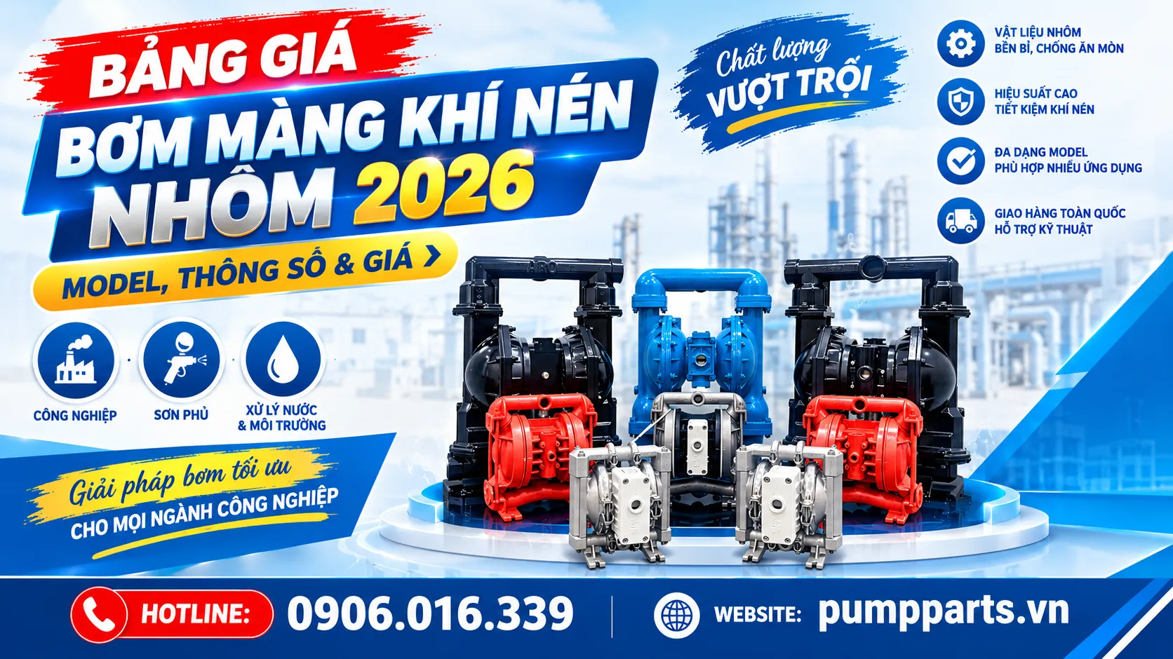bảng giá máy bơm màng thân nhôm
