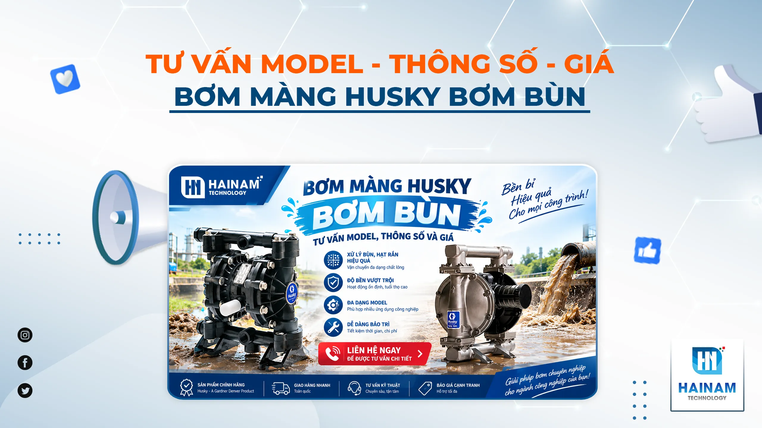 Bơm Màng Husky Bơm Bùn – Tư Vấn Model, Thông Số Và Giá