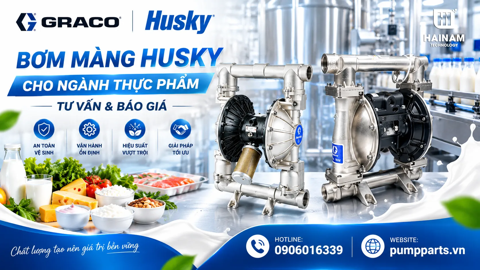 bơm màng husky ngành thực phẩm