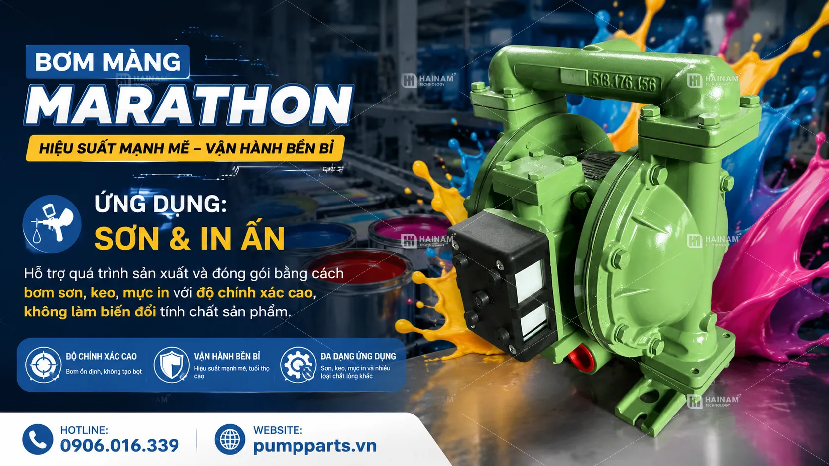 bơm màng marathon cho ngành sơn in ấn