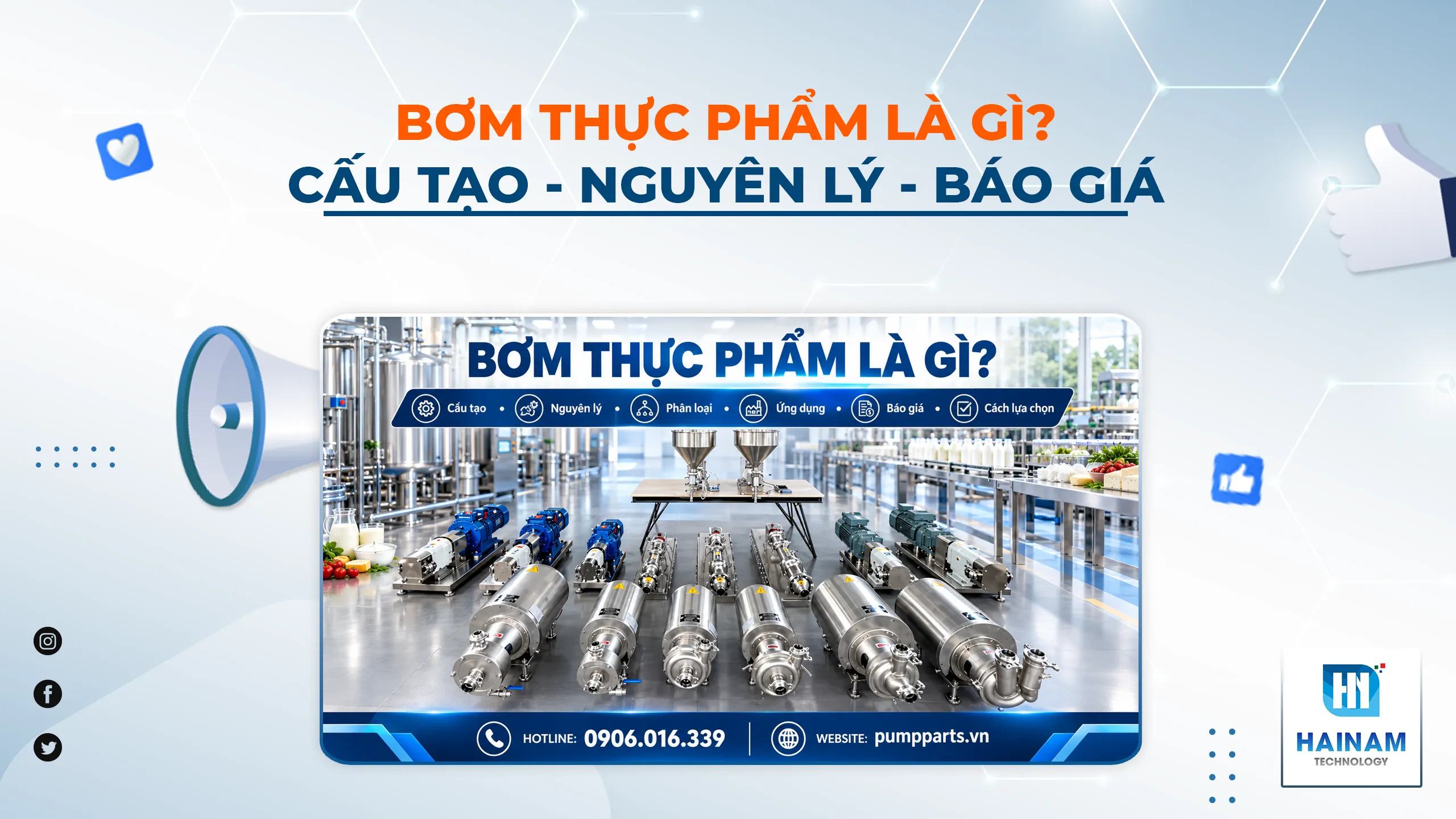 Bơm thực phẩm là gì? Cấu tạo, nguyên lý, phân loại, ứng dụng, báo giá & cách lựa chọn