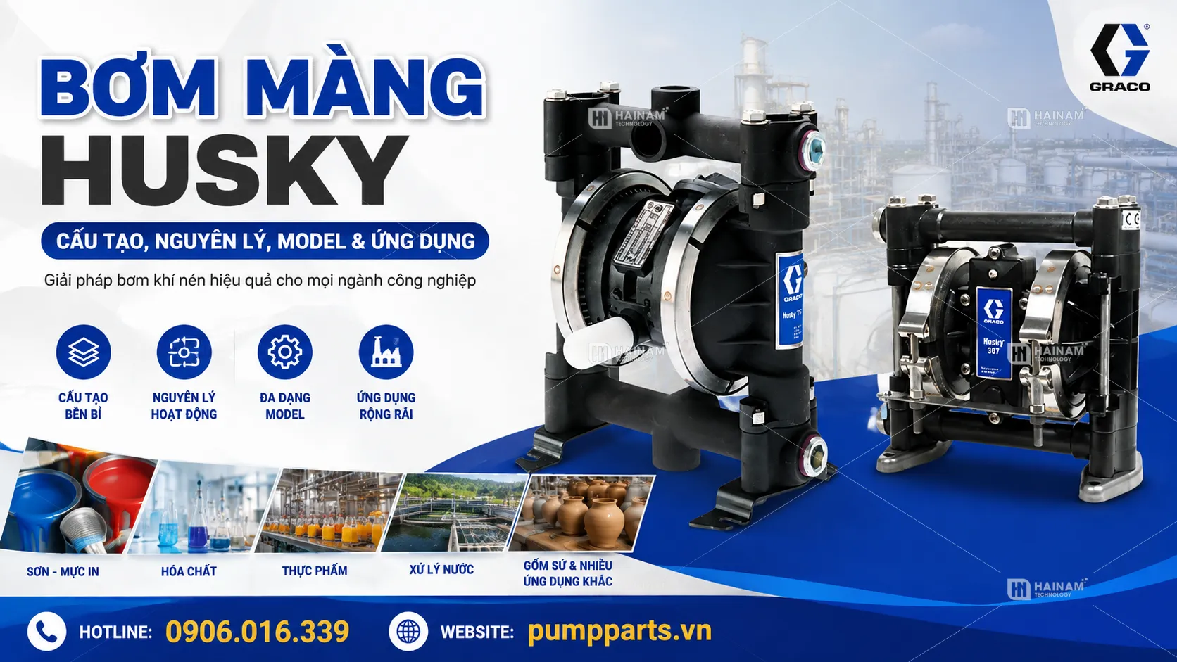 cấu tạo nguyên lý ứng dụng cảu bơm màng husky