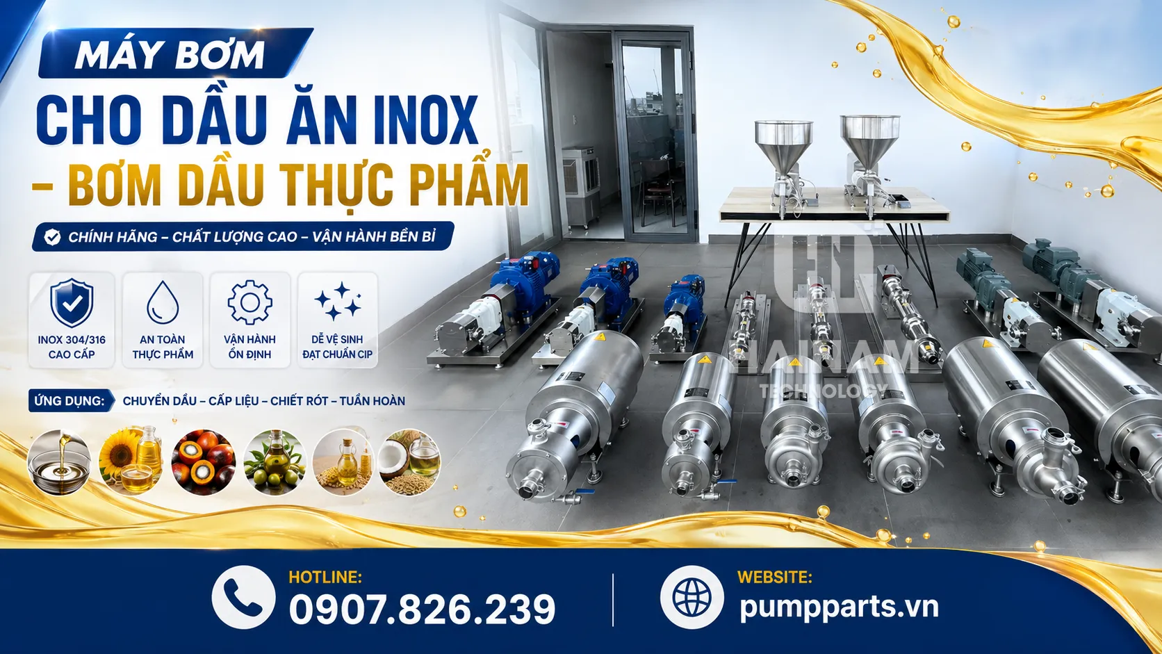 máy bơm dầu ăn inox bơm dầu thực phẩm