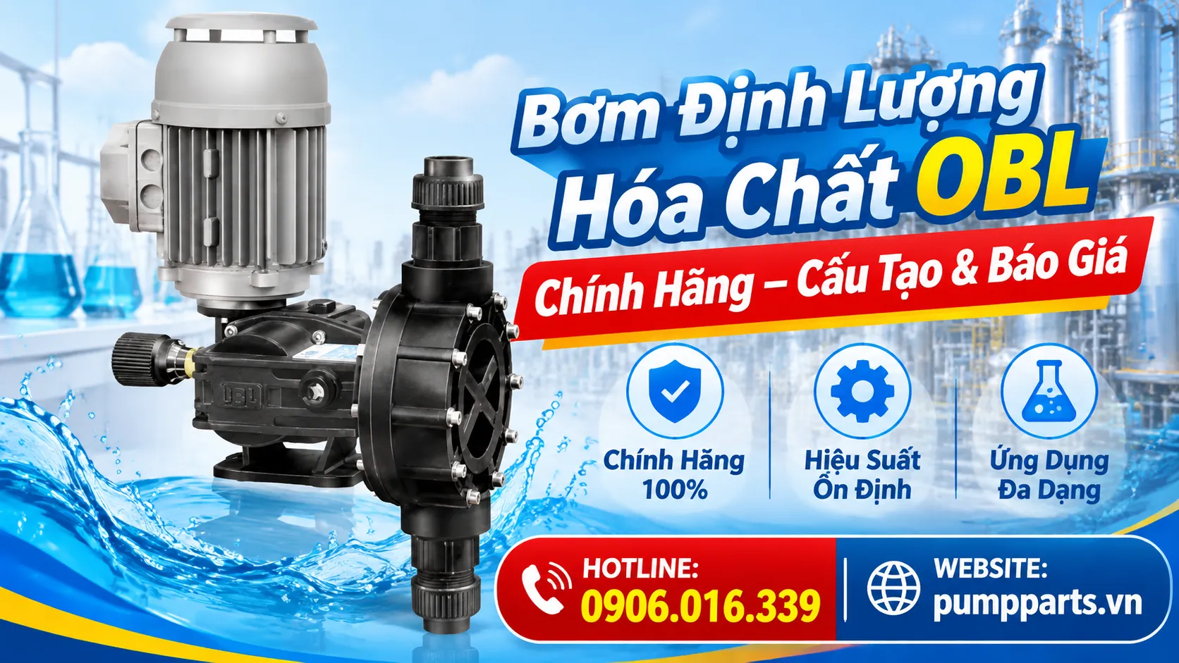 bơm định lượng hóa chất obl chính hãng