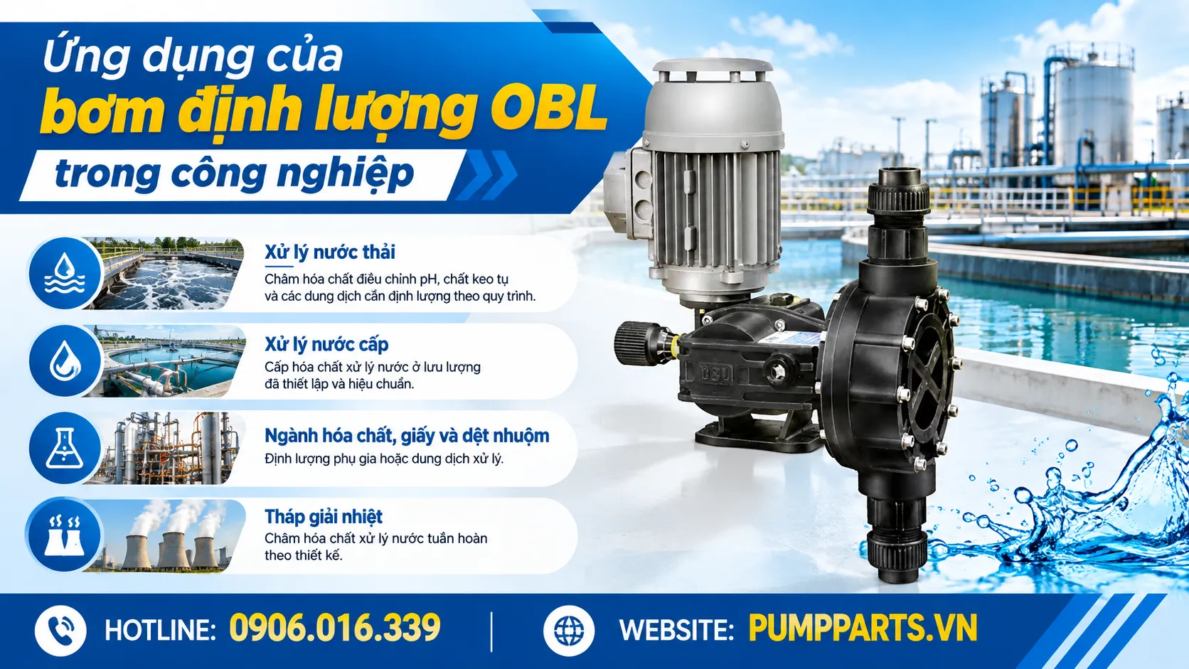 ứng dụng bơm định lượng hóa chất obl